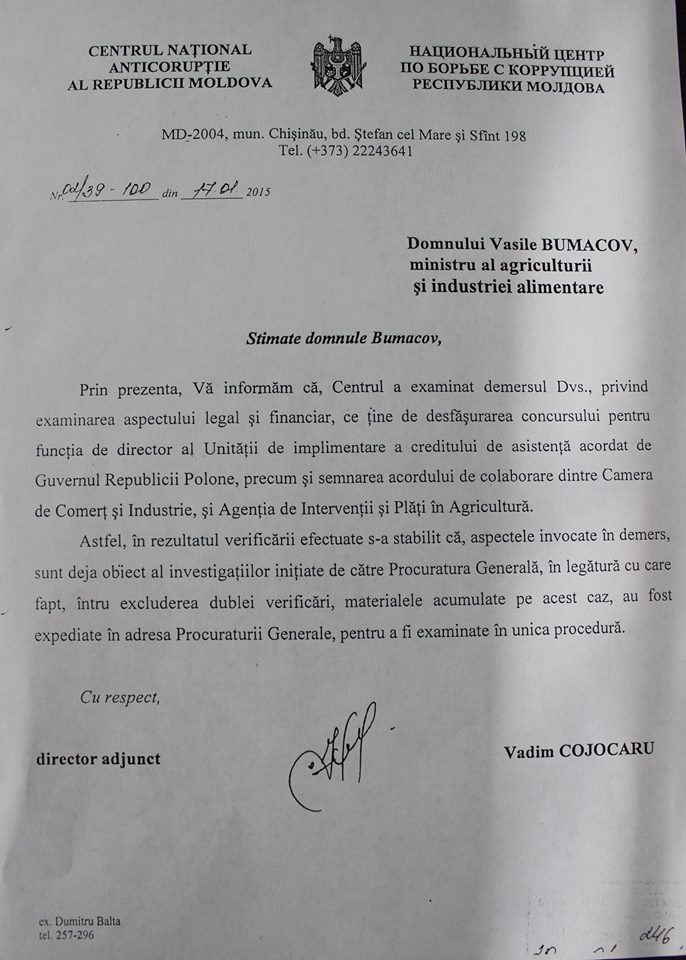 Bumacov despre acțiunile Procuraturii: Nu le-am permis să fure și se răzbună