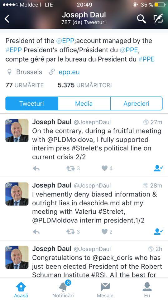 Joseph Daul neagă informațiile apărute în presă: Susțin linia politică a lui Streleț