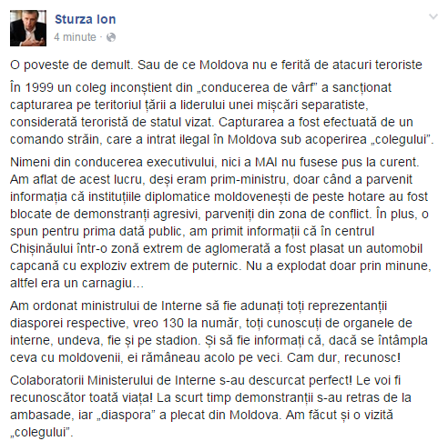 Sturza: Când mă gândesc la „triumviratul” Timofti-Candu-Brega, mă apucă jalea și frica