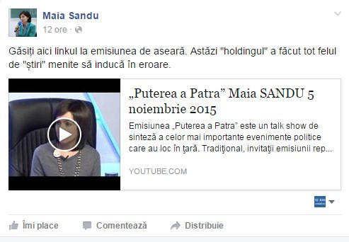 Maia Sandu: Nu am declarat niciodată că susțin o alianță cu comuniștii