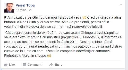 Viorel Țopa către Mihai Ghimpu: Cred că cineva a atins butonul la Nobil Club și el s-a activat