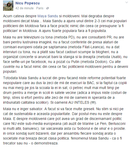 Analistul Nicu Popescu, despre Maia Sandu: A ajuns foarte populară fără a fi populistă