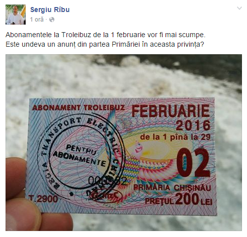 Prețul unui abonament la troleibuz a ajuns la 200 lei