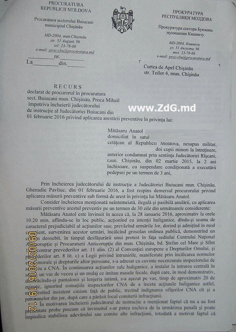 Procurorii cer 30 de zile de arest pentru Anatol Mătăsaru