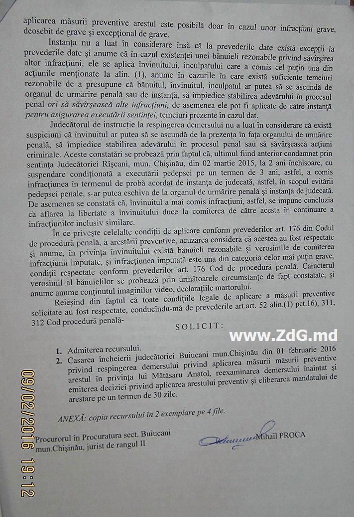 Procurorii cer 30 de zile de arest pentru Anatol Mătăsaru