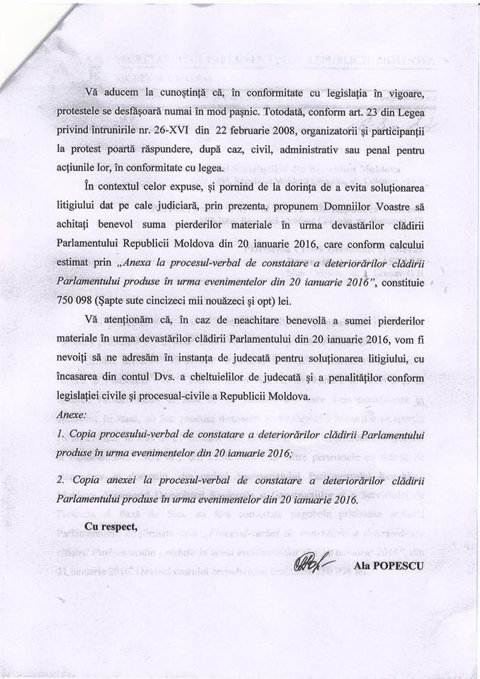Liderii protestelor au primit nota de plată