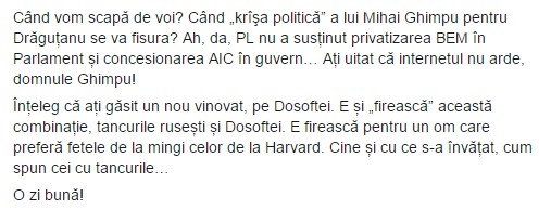 Sturza, despre Ghimpu: Un om care preferă fetele de la mingi celor de la Harvard