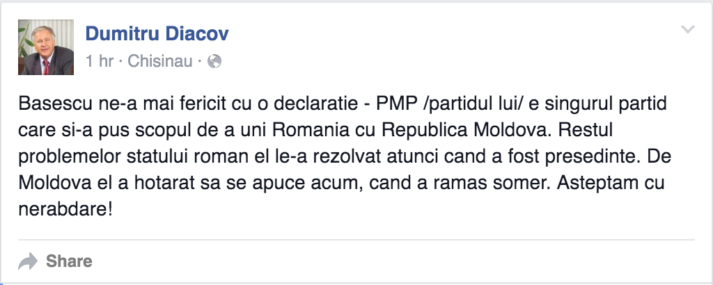 Diacov se ia de Băsescu: De Moldova el a hotărât să se apuce acum, când a rămas șomer
