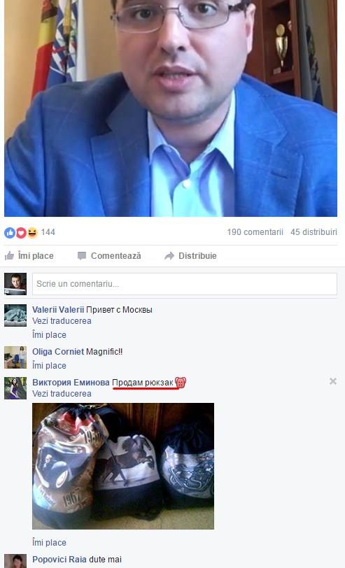 Ce mesaj a apărut în timp ce Usatîi susținea o conferință live