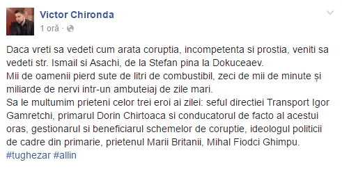Trafic dat peste cap în capitală. Internauții supărați rău pe Chirtoacă