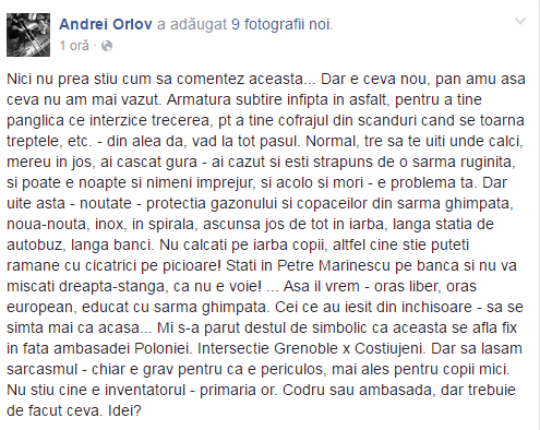Gazon protejat cu sârmă ghimpată. Se întâmplă în Chișinău