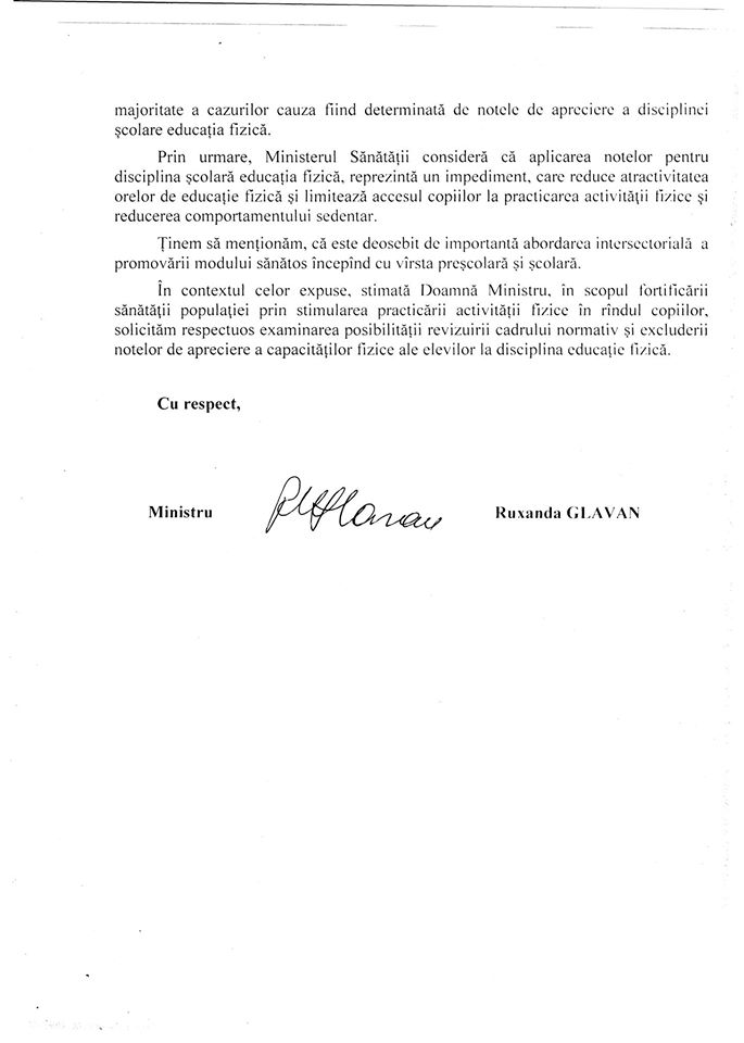 Fără note la disciplina educație fizică. Ministerul Sănătății vrea excluderea lor