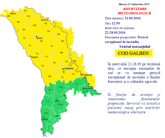De la cod galben de îngheț la suprafața solului, la cod galben de incendiu. Meteorologii au emis o nouă avertizare