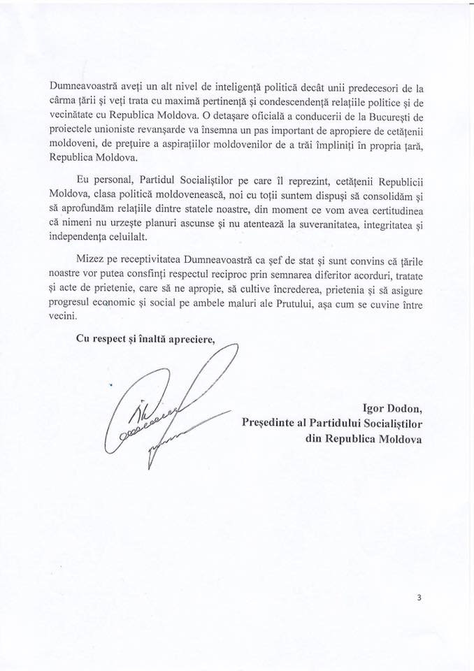 Dodon îi răspunde lui Iohannis: Sper că în relația dintre președinți e de bonton să se răspundă la scrisori