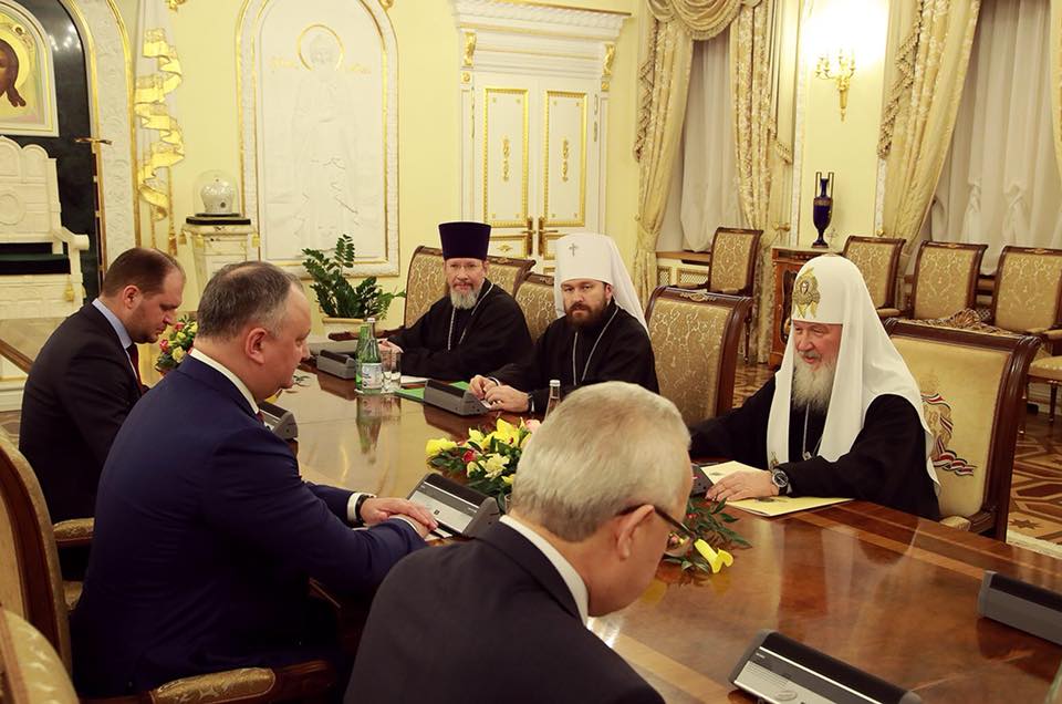 Dodon a avut o întrevedere în Rusia cu Patriarhul Kiril. Subiectul discutat