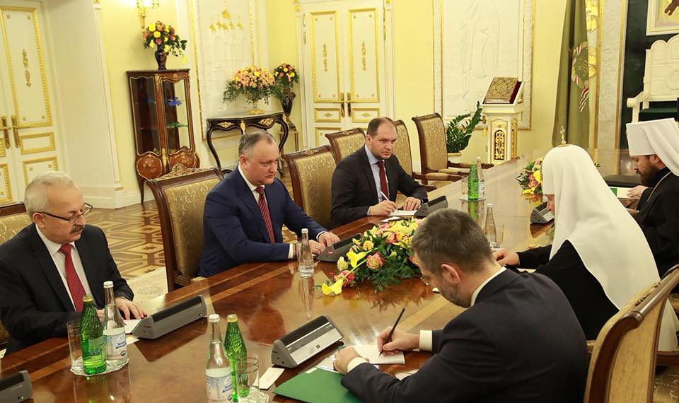 Dodon a avut o întrevedere în Rusia cu Patriarhul Kiril. Subiectul discutat