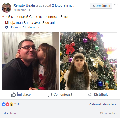 Fiica lui Renato Usatîi este astăzi omagiată: Împlinește vârsta de 8 ani