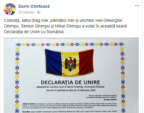 Localitatea Colonița a votat Declarația de Unire cu România