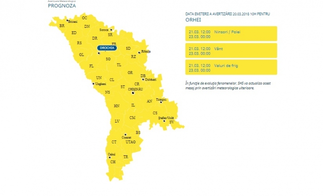 Cele trei coduri galbene de ninsoare, frig și vânt, prelungite