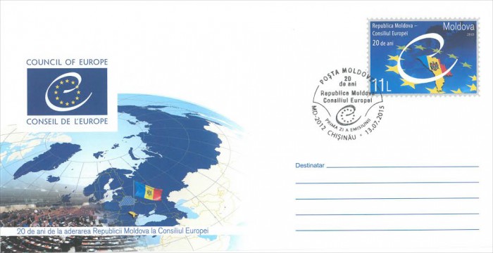 20 de ani de la aderarea Republicii Moldova la Consiliul Europei. A fost lansat un timbru poștal