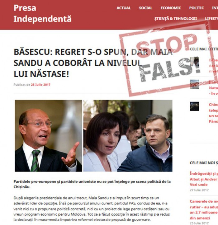 Fals: Traian Băsescu a declarat că Maia Sandu „a coborât la nivelul” lui Andrei Năstase. Reacția ex-președintelui Fals: Traian Băsescu a declarat că Maia Sandu „a coborât la nivelul” lui Andrei Năstase. Reacția ex-președintelui