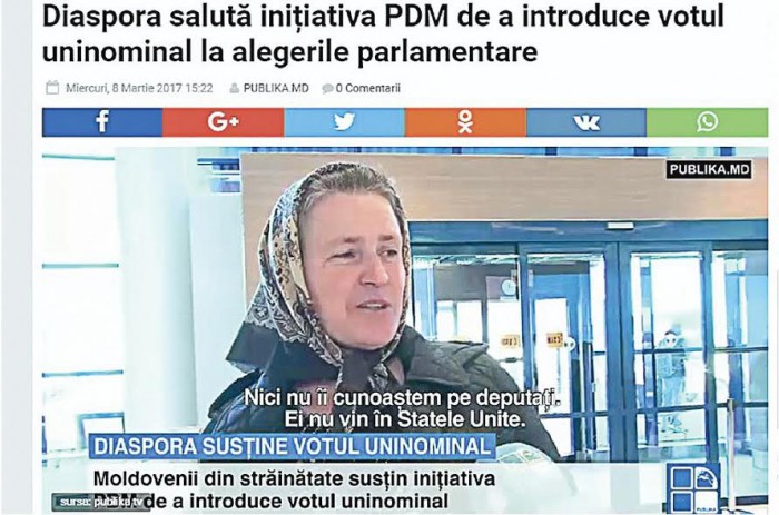 STOP FALS: Diaspora susţine iniţiativa PDM privind votul uninominal? STOP FALS: Diaspora susţine iniţiativa PDM privind votul uninominal?