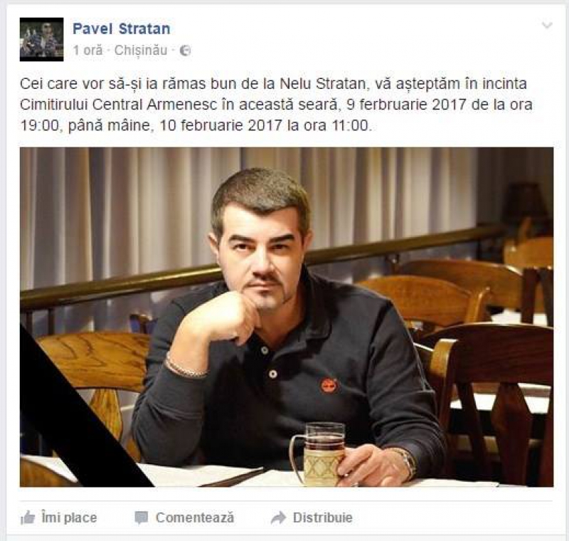 Nelu Stratan va fi înmormântat mâine