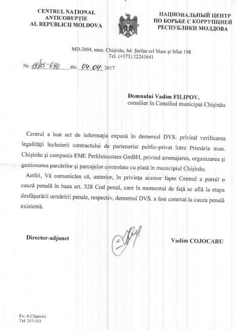 Dosar penal pornit de CNA pe marginea proiectului privind parcările cu plată în Chișinău