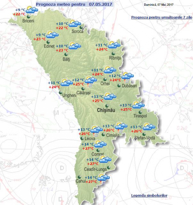 Vreme caldă, însă cu ploi în unele regiuni ale țării. Câte grade vor fi astăzi