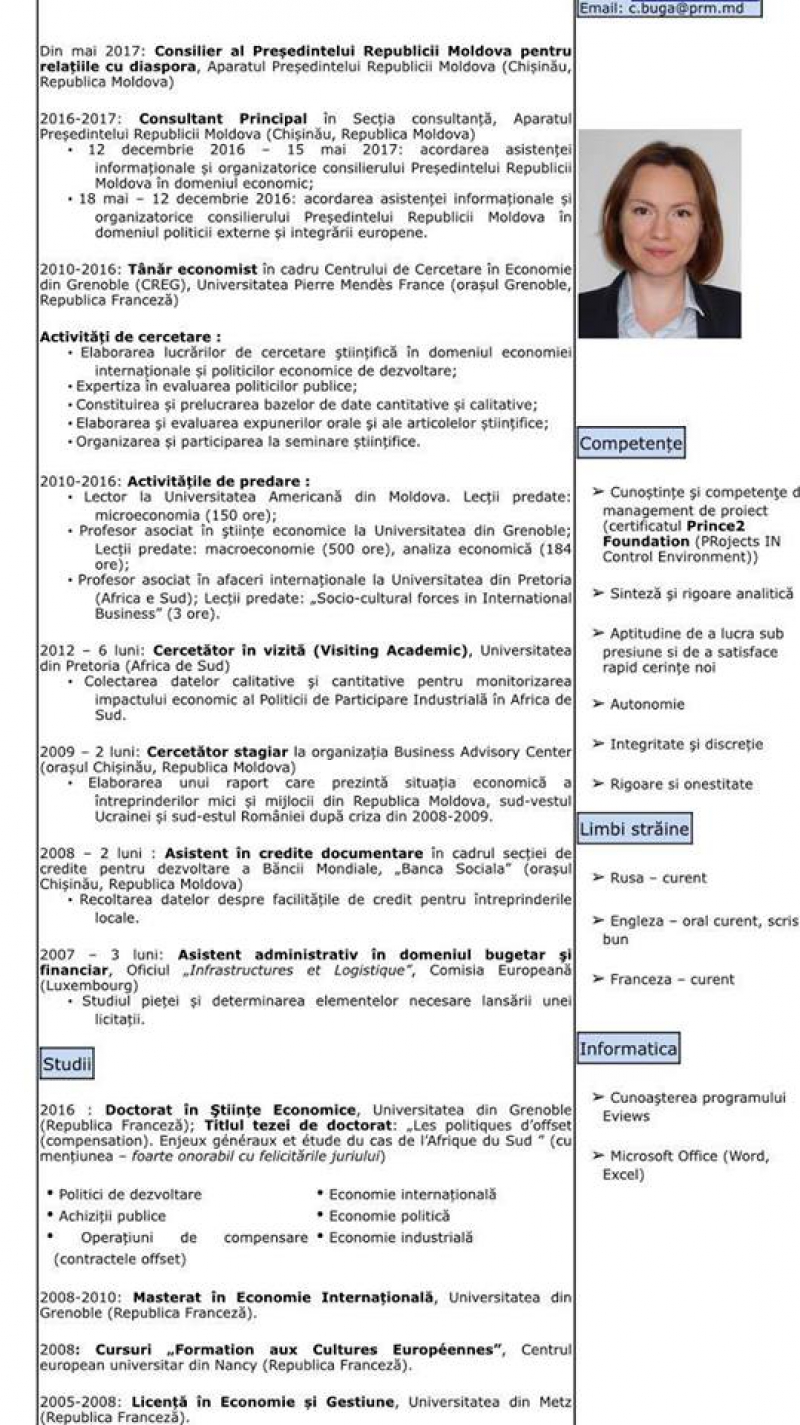 Noul consilier al lui Igor Dodon pentru relația cu diaspora are și cetățenia română. CV-ul Cristinei Buga