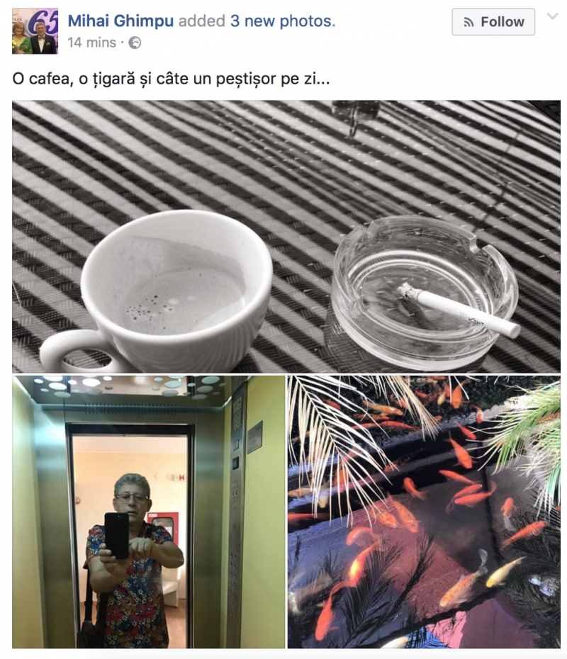 Imaginea zilei. Primul selfie al lui Mihai Ghimpu în oglinda unui ascensor